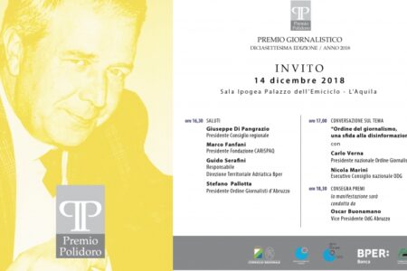 PREMIO POLIDORO: CONVEGNO CON VERNA, INVITO AI GIORNALISTI ABRUZZESI