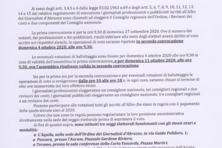 ELEZIONI ORDINE: AVVISO DI CONVOCAZIONE